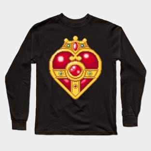 Heart Moon Brooch Pixel Art Long Sleeve T-Shirt